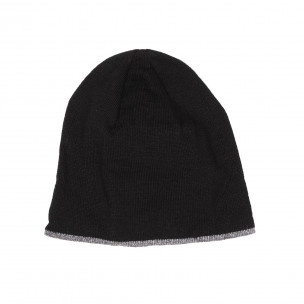 Мъжка черна плетена шапка с кант