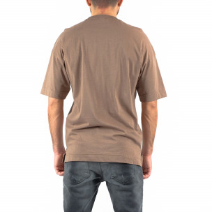 Oversize мъжка бежова тениска с джоб Breezy 2