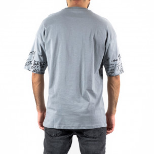 Oversize мъжка сива тениска с принт 2