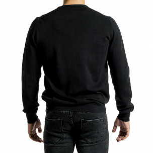 Мъжки фин пуловер в черно  2