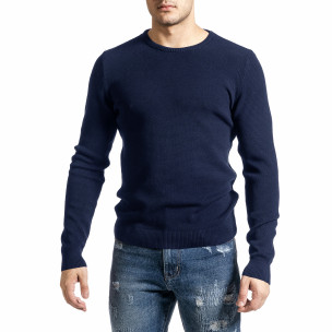 Мъжки фин пуловер в тъмно синьо VKG
