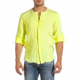 Мъжка ленена риза Vintage жълт неон 