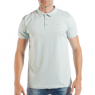 Мъжка тениска с яка basic модел в светло зелено - FASHIONMIX.BG Мъжка тениска с яка basic модел в светло зелено