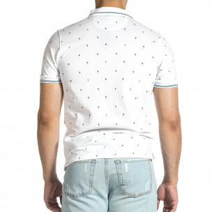 Мъжка бяла тениска пике с палми 2