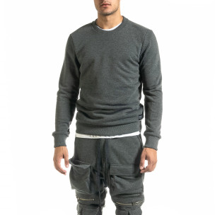 Basic мъжка памучна блуза в сиво - FASHIONMIX.BG Basic мъжка памучна блуза в сиво