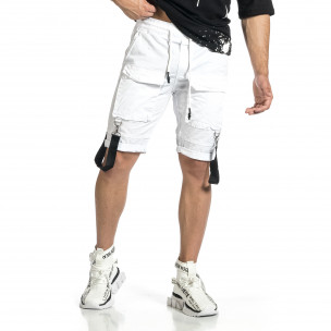 Мъжки бели къси панталони Cargo Hip Hop