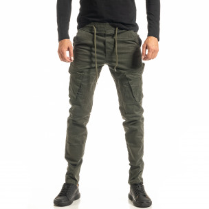 Мъжки зелен Cargo панталон с прави крачоли 8138 