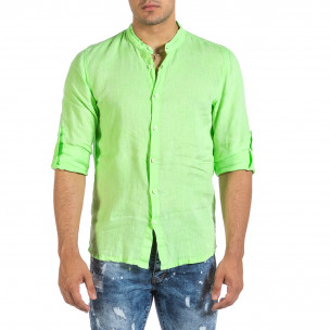 Мъжка ленена риза зелен неон 