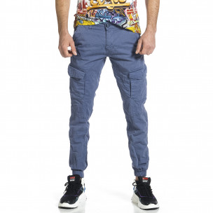 Мъжки сиво-син Cargo Jogger с шев на крачола - FASHIONMIX.BG Мъжки сиво-син Cargo Jogger с шев на крачола