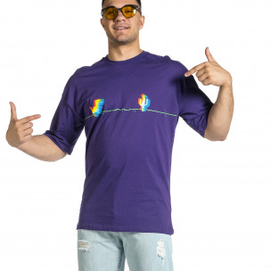 Мъжка лилава тениска Dinosaur Oversize 