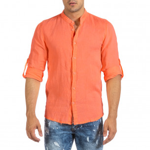 Мъжка ленена риза оранжев неон