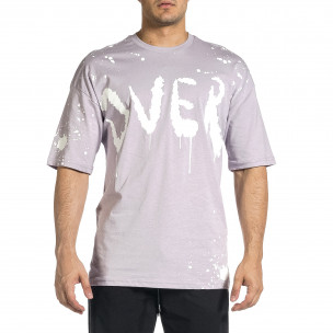Мъжка лилава тениска с принт Oversize 