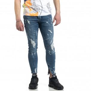 Bleach сини дънки с ципове на крачолите - FASHIONMIX.BG Bleach сини дънки с ципове на крачолите