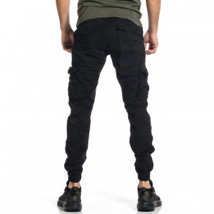 Мъжки черен карго панталон Jogger & Big Size 8022  2