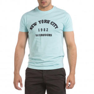 Мъжка тениска New York City цвят тюркоаз - FASHIONMIX.BG Мъжка тениска New York City цвят тюркоаз