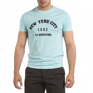 Мъжка тениска New York City цвят тюркоаз 