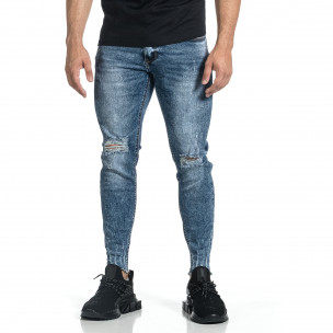 Мъжки дънки с еластични прокъсвания Capri fit - FASHIONMIX.BG Мъжки дънки с еластични прокъсвания Capri fit