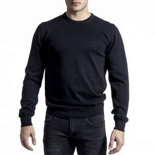 Фин памучен мъжки черен пуловер