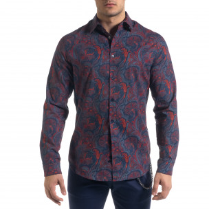 Slim fit мъжка риза жакардов десен 