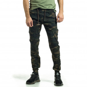 Мъжки карго панталон зелено-кафяв камуфлаж 8082
