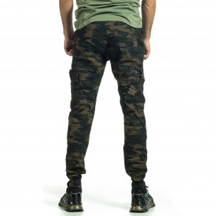 Мъжки карго панталон зелено-кафяв камуфлаж  2