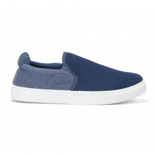 Мъжки гуменки slip-on от дънков плат - FASHIONMIX.BG Мъжки гуменки slip-on от дънков плат