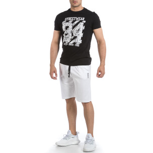 Мъжки комплект Streetwear в черно и бяло  2