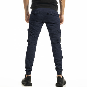 Мъжки син карго панталон с ластик на крачолите 8085  2