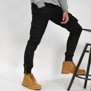 Мъжки черен Cargo Jogger с ципове на крачолите - FASHIONMIX.BG Мъжки черен Cargo Jogger с ципове на крачолите