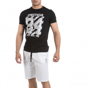 Мъжки комплект Streetwear в черно и бяло 