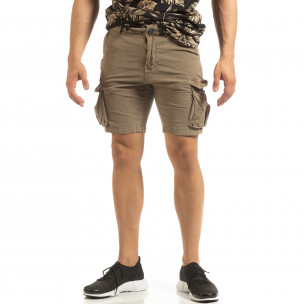 Slim fit къси карго панталони в бежово - FASHIONMIX.BG Slim fit къси карго панталони в бежово