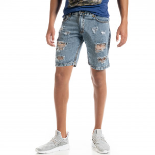 Летни мъжки къси дънки Washed Destroyed - FASHIONMIX.BG Летни мъжки къси дънки Washed Destroyed