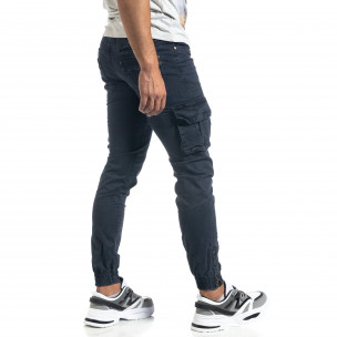 Мъжки тъмносин Cargo Jogger с ципове на крачолите - FASHIONMIX.BG Мъжки тъмносин Cargo Jogger с ципове на крачолите