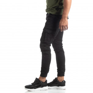 Мъжки намачкан панталон Cargo в черно - FASHIONMIX.BG Мъжки намачкан панталон Cargo в черно