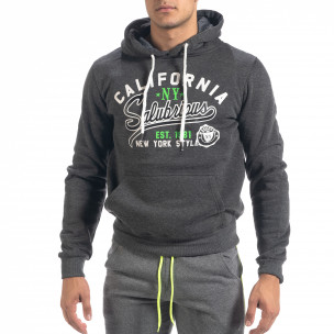 Суичър тип анорак California сив меланж - FASHIONMIX.BG Суичър тип анорак California сив меланж