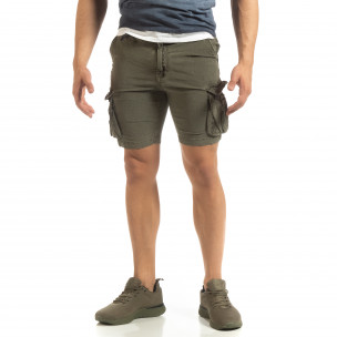 Slim fit къси карго панталони в милитъри зелено - FASHIONMIX.BG Slim fit къси карго панталони в милитъри зелено
