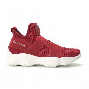 Slip-on мъжки маратонки червен текстил с ластици - FASHIONMIX.BG Slip-on мъжки маратонки червен текстил с ластици