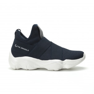 Slip-on мъжки маратонки син текстил с ластици - FASHIONMIX.BG Slip-on мъжки маратонки син текстил с ластици