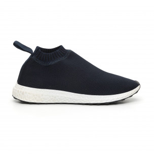 Мъжки slip-on маратонки тип чорап в синьо - FASHIONMIX.BG Мъжки slip-on маратонки тип чорап в синьо