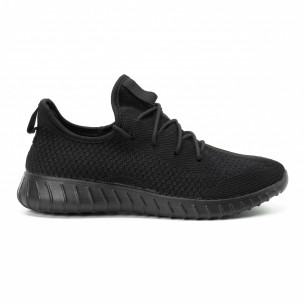 Леки мъжки маратонки от текстил All black - FASHIONMIX.BG Леки мъжки маратонки от текстил All black