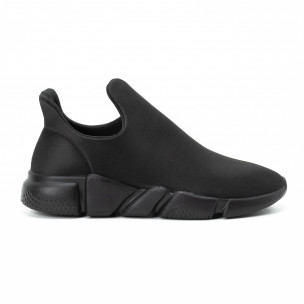 Мъжки slip-on маратонки от неопрен All black - FASHIONMIX.BG Мъжки slip-on маратонки от неопрен All black