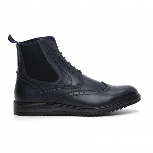 Спортно-елегантни сини мъжки боти Brogue - FASHIONMIX.BG Спортно-елегантни сини мъжки боти Brogue