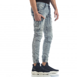 Рокерски мъжки Washed Cargo Jeans - FASHIONMIX.BG Рокерски мъжки Washed Cargo Jeans