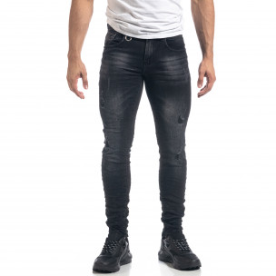 Черни мъжки Slim fit дънки с прокъсвания - FASHIONMIX.BG Черни мъжки Slim fit дънки с прокъсвания