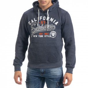 Суичър тип анорак California син меланж - FASHIONMIX.BG Суичър тип анорак California син меланж