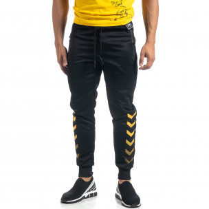 Мъжки черен Jogger жълти акценти - FASHIONMIX.BG Мъжки черен Jogger жълти акценти