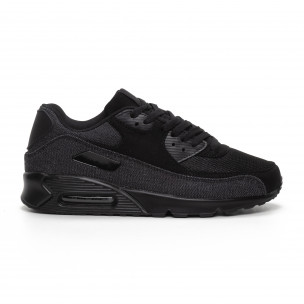 All black мъжки Air маратонки черен деним - FASHIONMIX.BG All black мъжки Air маратонки черен деним
