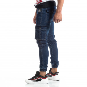 Мъжки рокерски Cargo Jogger в синьо - FASHIONMIX.BG Мъжки рокерски Cargo Jogger в синьо