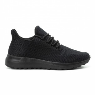 Мъжки леки маратонки All black с декорация - FASHIONMIX.BG Мъжки леки маратонки All black с декорация