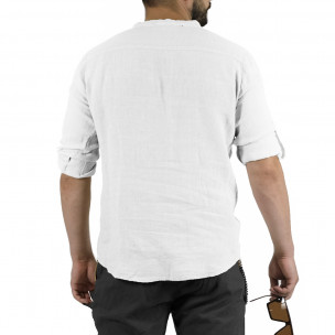 Мъжка ленена риза бяла  2